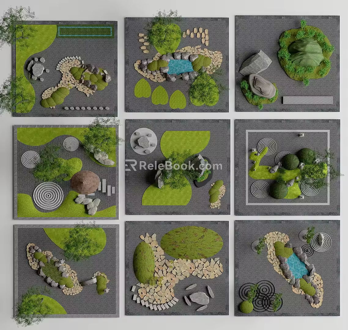 landscape courtyard landscape micro-terrain 3d model