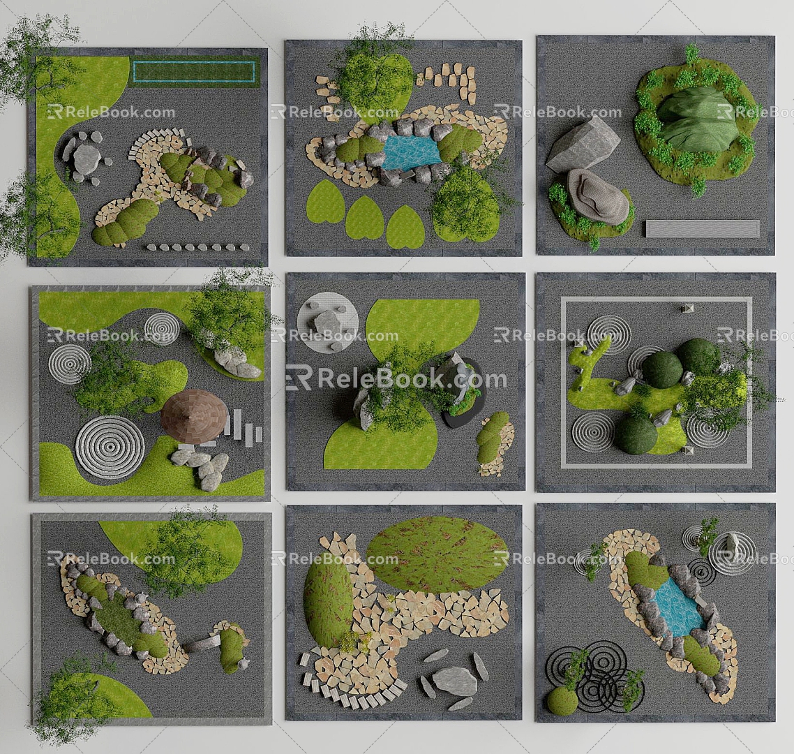 landscape courtyard landscape micro-terrain 3d model