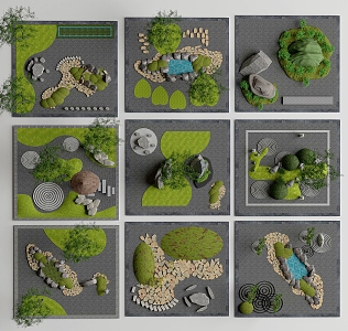 landscape courtyard landscape micro-terrain 3d model