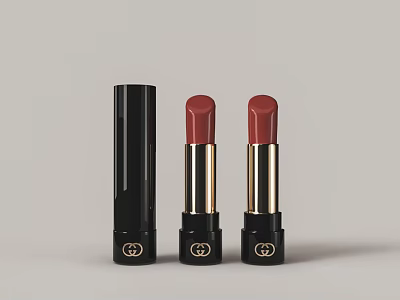Luxury Red Lipstick Collection With Black Gold Case And Brand Logo 3d model