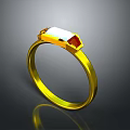 Classic Golden Ring With Rectangular Sparkling Gemstone Inlaid Design For Daily Wear