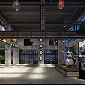 Modern Bar Exterior With Large Glass Windows Warm Lighting And Arch Architecture