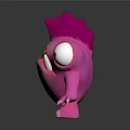 Cute Pink Monster Character With Big Eyes Sharp Teeth And Small Claws 3d model