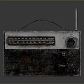 Vintage Radio With Rusted Metal Case Wooden Handle And Antenna