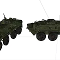 Green Military Tanks With Wheeled Design Turret And Antenna Side View