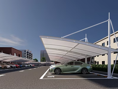 Durable Membrane Structure Car Parking Sun Shade Canopy For Outdoor Public Parking Lot Vehicle Protection 3d model