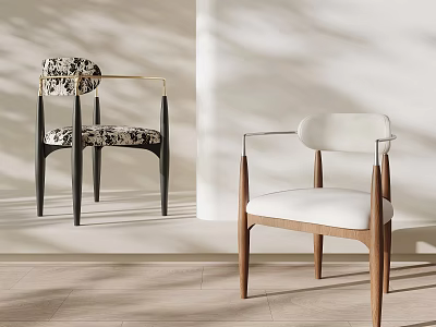 Modern Accent Chairs With Patterned Fabric And White Cushion Design Details 3d model