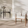 Modern Accent Chairs With Patterned Fabric And White Cushion Design Details
