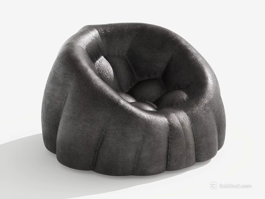 Modern Plush Single Sofa with Curved Design and Soft Velvet Upholstery 3d model 