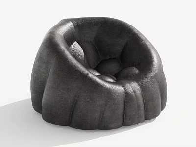 Modern Plush Single Sofa with Curved Design and Soft Velvet Upholstery 3d model