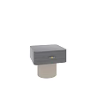 Modern Black Bedside Table With Wooden Texture Drawer And White Cylindrical Base