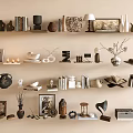 Wind Ornaments Combination Book Vase Decoration Combination 3d model