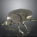 Metallic Silver Beetle Figurine With Water Droplets On Smooth Black Surface Showing Reflective Base Details