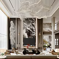 Luxurious Duplex Living Room With Art Decor And Chandelier