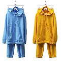 Fashionable Yellow Pink Blue CELINE Embroidered Hoodie and Pants Clothing Sets