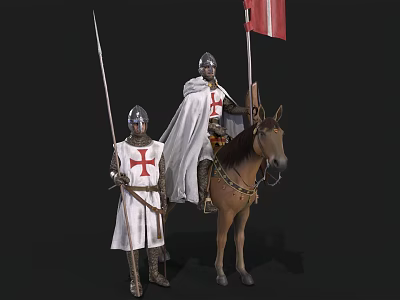 Knights Templar Cavalry Man Ancient Soldier Medieval Soldier Crusader 3d model