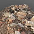 Pile of Natural Wood and Stone Materials with Various Sizes and Textures
