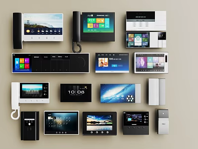 Various Smart Video Doorbell Styles With HD Screens And Digital Displays 3d model