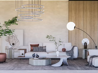 Modern sofa coffee table combination home chandelier floor lamp 3d model