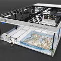 Modern Exhibition Booth Design With White Exterior Black Framework And Monitor Displays
