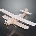 Detailed Vintage Biplane Model Light Colored On Dark Reflective Background