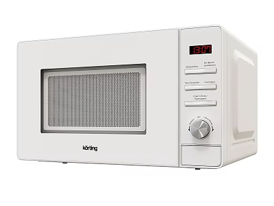 White Kitchen Microwave Oven With Digital Display And Control Knob 3d model