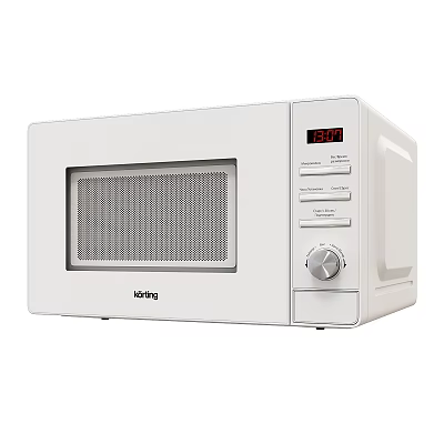 White Kitchen Microwave Oven With Digital Display And Control Knob 3d model