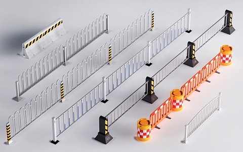 Municipal guardrail road guardrail municipal railing municipal fence 3d model