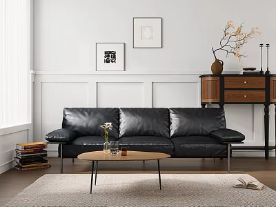 Modern Living Room Straight Sofa Multi-seat Sofa Coffee Table Sofa 3d model