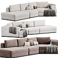 Modern L Shaped Sofa Designs In Different Colors With Pillows And Blankets 3d model