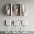 Modern White Urinals Wall Mounted Design Three Different Styles With Matching Cisterns 3d model