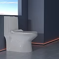 Modern White Toilet in Bathroom Interior With Sleek Surface Dark Wall Tile Floor And Lighting