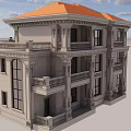 Multi-Story European Classical Detached Villa With Orange Roof Carved Details And Balconies