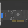 Electronic PCIe Circuit Board With Cooling Fan Heat Sink And Blue Components