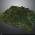 3D Mountainous Terrain Model With Green Vegetation And Elevated Landforms