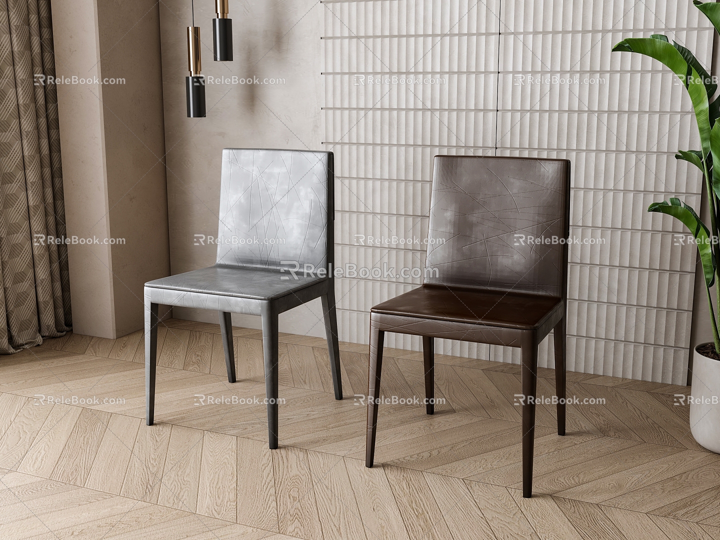 Leather Dining Chair 3d model