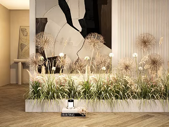 Reed Plant Combination Flower Box Flower Pond Wheat Spike Wolftail Hay Plant Pile 3d model