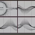 Modern Artistic Perforated Panel With Abstract Wave And Geometric Lines Design 3d model