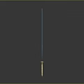 Traditional Katana Sword With Blue Blade And Golden Handle Shiny Surface