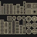 New Chinese-style lattice window grilles hollow partition 3d model