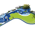 Children's Playground Design With Play Structures Green Lawn Trees And Activity Areas