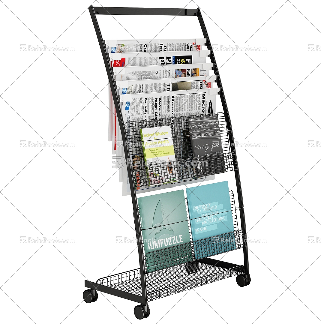 Modern Magazine and Newspaper Rack 3d model