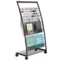 Black Metal Mobile Multi Tier Storage Rack for Magazines Newspapers 3d model