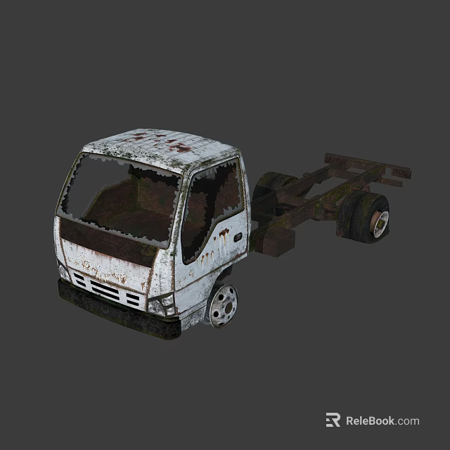 Old Rusted Truck Cab And Chassis With Worn Body Details 3d model 