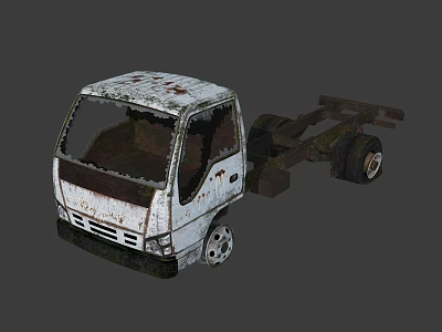 Old Rusted Truck Cab And Chassis With Worn Body Details 3d model