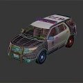 Sleek Black And White Police SUV With Flashing Roof Lights And Official Logo