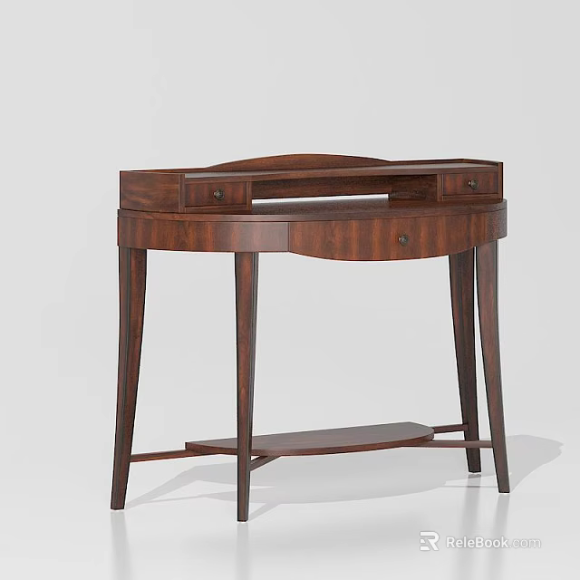 Elegant Wooden Side Table With Curved Top Drawer And Lower Shelf 3d model 