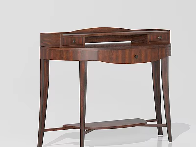 Elegant Wooden Side Table With Curved Top Drawer And Lower Shelf 3d model