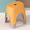 Orange Stackable Kids Plastic Stool With Multicolor Layers For Home Use 3d model