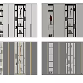 Modern Bookcase Interior With Glass Doors White Dark Gray Shelves And Decor